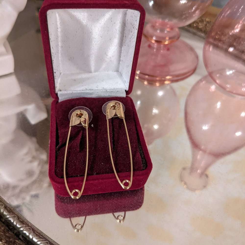 Gold Safety Pin Earrings